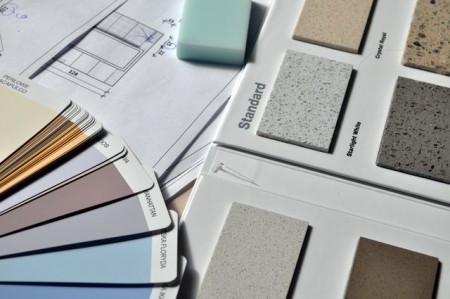 Paint swatches and tile samples